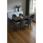 Baresmu Mura Siyah Mermer 80x132 Açılabilir Mdf Masa Yemek Odası Takımı, Mutfak Takımı 6 Adet Sandalye Antrasit