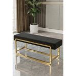 Baresmu Sora Modüler Bench – Baby Face Kumaş, Demonte, Gold Metal Ayaklı Modern Puf & Oturma Bankı - Siyah