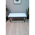 Baresmu Süme Bench Puf – Kapitone Oturma Bankı 105X40 cm | Modern Bench Puf Metal Ayaklı Kapitoneli - 105 x 40 cm - Krem