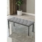 Baresmu Süme Bench Puf – Kapitoneli Oturma Bankı 105X40 cm | Modern Bench Puf Siyah Metal Ayaklı Kapitoneli - 105 x 45 - Gri