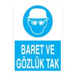 Baret Ve Gözlük Tak Uyarı Tabelası - 35x50 Alüminyum Kompozit Panel - Dİ28