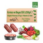 Barf Kırmızı Etli Beyaz Tahılsız Sebzeli 3.250 Gr 271 Gr 12 Adet Köpek Maması