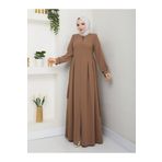 BARG FASHION Kadın Tesettür Taş Detaylı Kemerli Pardesü Ferace