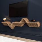Barida Lumion Modern Ahşap Tv Ünitesi, Özel Tasarım Duvar RAFI,160 Cm uzunluk Kolay Kurulum - Teak