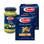 Barilla Penne Rigate Kalem Makarna 500 gr 2'li + Pesto Fesleğen Makarna Sos 190 GR