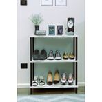 Barin Design 3 Katlı Ayakkabılık Raf - Çevir Tak Sistemli | Kolay Kurulum | Metal Gövde | Ahşap Raflı Organizer - Beyaz Mermer