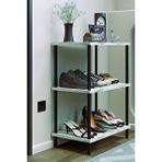 Barin Design 3 Katlı Ayakkabılık Raf - Çevir Tak Sistemli | Kolay Kurulum | Metal Gövde | Ahşap Raflı Organizer - Beyaz