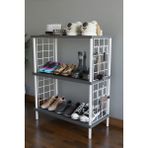 Barin Design 3 Raflı Çevir-Tak Beyaz Telli Metal Gövdeli Çok Amaçlı Ayakkabılık ve Organizer Raf - Antrasit