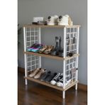 Barin Design 3 Raflı Çevir-Tak Beyaz Telli Metal Gövdeli Çok Amaçlı Ayakkabılık ve Organizer Raf - Atlantik Çam