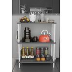 Barin Design 3 Raflı Çevir-Tak Beyaz Telli Metal Gövdeli Çok Amaçlı Mutfak Rafı ve Organizer Raf - Antrasit
