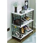 Barin Design 3 Raflı Metal Telli Çok Amaçlı Ayakkabılık ve Organizer Raf Kolay Kurulumlu, Çevir-Tak Sistem Raf - Beyaz Mermer