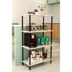 Barin Design 4 Katlı Çevir Kur Mutfak Rafı Çok Amaçlı Düzenleyici, Baharatlık, Kahve Köşesi, Açık Mutfak Dolabı - Beyaz Mermer