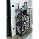 Barin Design 4 Katlı Metal Telli Ayakkabılık – Çevir Kur Sistemli Çok Katlı Portmanto Rafı ve Anahtarlık Askısı - Beyaz