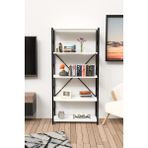 Barin Design 5 geniş raflı kitaplık metal çerçeveli modern raf çalışma odası ofis salon kitaplığı evrak rafı - Beyaz