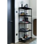 Barin Design 5 Raflı Çevir-Kur Ayakkabılık Metal Gövde Çok Amaçlı Raf Ünitesi Antre, Balkon, Banyo Uyumlu Dolap - Siyah