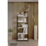 Barin Design 5 Raflı Kitaplık Demir Profil Modern Iskandinav Çalışma Odası Ofis Salon Kitaplığı Evrak Rafı Metal - Beyaz