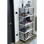 Barin Design 5 Raflı Telli Çevir Kur Çok Amaçlı Ayakkabılık ve Düzenleyici Raf Ünitesi Antre, Banyo, Balkon, Ofis - Beyaz Mermer