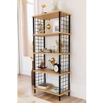 BARIN DESIGN 5 Raflı Telli Metal Kitaplık Salon,Ofis,Çalışma Odası Modern Düzenleyici Çevir Tak Kolay Kurulum Raf