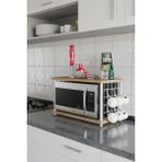 Barin Design Çevir Kur Beyaz Demir Metal Askılı | Mutfak Tezgah Üstü Mikro Dalga Rafı | Çok Amaçlı Organizer Raf - Atlantik Çam