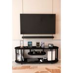 Barin Design Modern Tv Ünitesi Ahşap Raflı 2 Katlı Televizyon Sehpası Minimalist,dayanıklı, Fonksiyonel Tv Standı - Siyah Mermer
