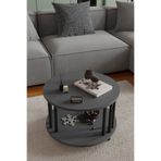 BARIN DESIGN Modern Yuvarlak Orta Sehpa Çift Katlı Siyah Metal Ayaklı Salon, Ofis, Dekoratif Masa