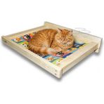 Barış Dizayn Doğal Ahşap Duvara Monte Kedi Hamağı Kedi Yatağı Kedi Hamak 10KG (45CM x 35CM) - Ahşap Rengi