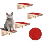 Barış Dizayn Doğal Ahşap Güçlendirilmiş 18CM Kedi Basamağı Kedi Köprüsü Duvar Yürüyüş Yolu Kedi Oyunu (4 Adet) - Kırmızı