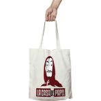 Barış Manço Stil La Casa De Papel Iki Tarafı Kalıcı Baskılı Yıkanabilir Bez Çanta Omuz Çantası