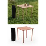 BarışAhşap 60x60 cm Ahşap Katlanır Rulo Kamp Masası Bahçe Balkon Piknik Çantalı