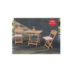 BarışAhşap Açık Ceviz Balkon Bahçe 60x80 Cm Masa 2 Sandalye 3 Lü Katlanabilir Bistro Set Minder Hediyeli
