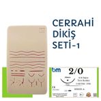 Barışhan Medikal Edulaparoskopi Cerrahi Dikiş Seti-1 Silikon Ped 19x9cm ve 2/0 Keskin İğne İplik