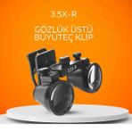 Barışhan Medikal Hiperlupa 3.5x-R Siyah Doktor Büyüteç Gözlük Üstü Klip Değişen Pupil Mesafeli Büyük Mercek Dental Eğitim Loupe - büyüteç klipli