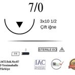 Barışhan Medikal MikroTurCU Tekli Dikiş İğne İplik 7/0 2x6 3/8 Daire Atravmatik Yuvarlak Gövde Çift İğne Mikrocerrahi Eğitim Materyali