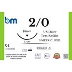 Barışhan Medikal MikroTurCU Tekli Dikiş İğne İplik İpek 2/0 Ters Keskin 3/8 26mm 75cm Tek İğne Mikrocerrahi Eğitim Materyali