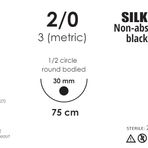 Barışhan Medikal MikroTurCU Tekli Dikiş İğne İplik İpek 2/0 Yuvarlak Gövde 1/2 30mm 75cm Tek İğne Mikrocerrahi Eğitim Materyali