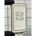 Barkas Elektronik Dacia Duster Sandero Iıı Sandero Stepway Kartlı Nano Anahtar Kılıfı 3 Buton Beyaz Gold - Beyaz - Gold