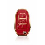 Barkas Elektronik Peugeot 208 308 408 508 2008 3008 5008 Smart Nano Anahtar Kılıfı Kırmızı Gold Kenar