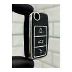 BARKAS ELEKTRONİK Seat Leon Ibiza Toledo Cordoba Altea Alhambra Sustalı Nano Anahtar Kılıfı Siyah Gümüş