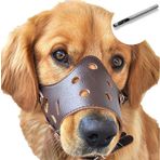 BARKLESS Köpek namlu derisi, rahat güvenli havlama önleyici deri köpek ağızlığı, küçük, orta büyük köpekler için, nefes alabilir ve ayarlanabilir, içme ve nefes nefese izin verir, tasmalarla birlikte