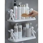 BarkoFix Büyük Boy Yapıskanlı Çöp Adam Şeklinde Organizer Duvar Raf Banyo Rafı Duvar Rafı Mutfak Rafı Baharat
