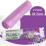 BarkoFix Florex 40 Litre Büzgülü Lavanta Kokulu Çöp Torbası Poşeti 55 x 60 cm 10 Adetlik 2 Rulo