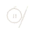 Barok Doğal İnci Kolye Bileklik Küpe Üçlü Set (Rose)