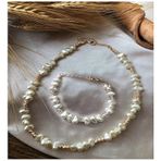Barok Inci Kısa Kolye ve bileklik set