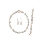 Barok İnci Kolye Bileklik Küpe Üçlü Set (Rose)