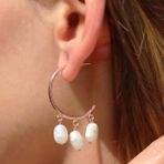 Barok İncili Rose Gold Kaplama Gümüş Küpe