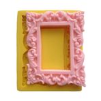 Barok Oyma Desenli Dikdörtgen Çerçeve Şeklinde Silikon Pasta ve Seker Hamuru Kalibi 10,5x8x2 cm