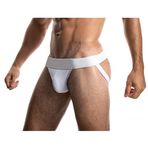 BaronHong Erkek Jockstrap İç Giyim Aktif Atletik Destekçiler Elastik Kemer Jock sapanlar, beyaz, M
