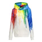 BaronHong Harajuku Gerçekçi 3D Dijital Kazak Sweatshirt Kapüşonlu Kazak Fermuarlı Regenbogen XL