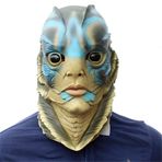 BaronHong Merman Cosplay Cadılar Bayramı partisi gerçekçi lateks başlık 3D tam maske (mavi, M)