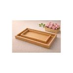 BAROTTİ Bambu İkili Tepsi Seti, Servis & Sunum Tepsisi | 20×30 cm – 35×25 cm, Ceviz Rengi